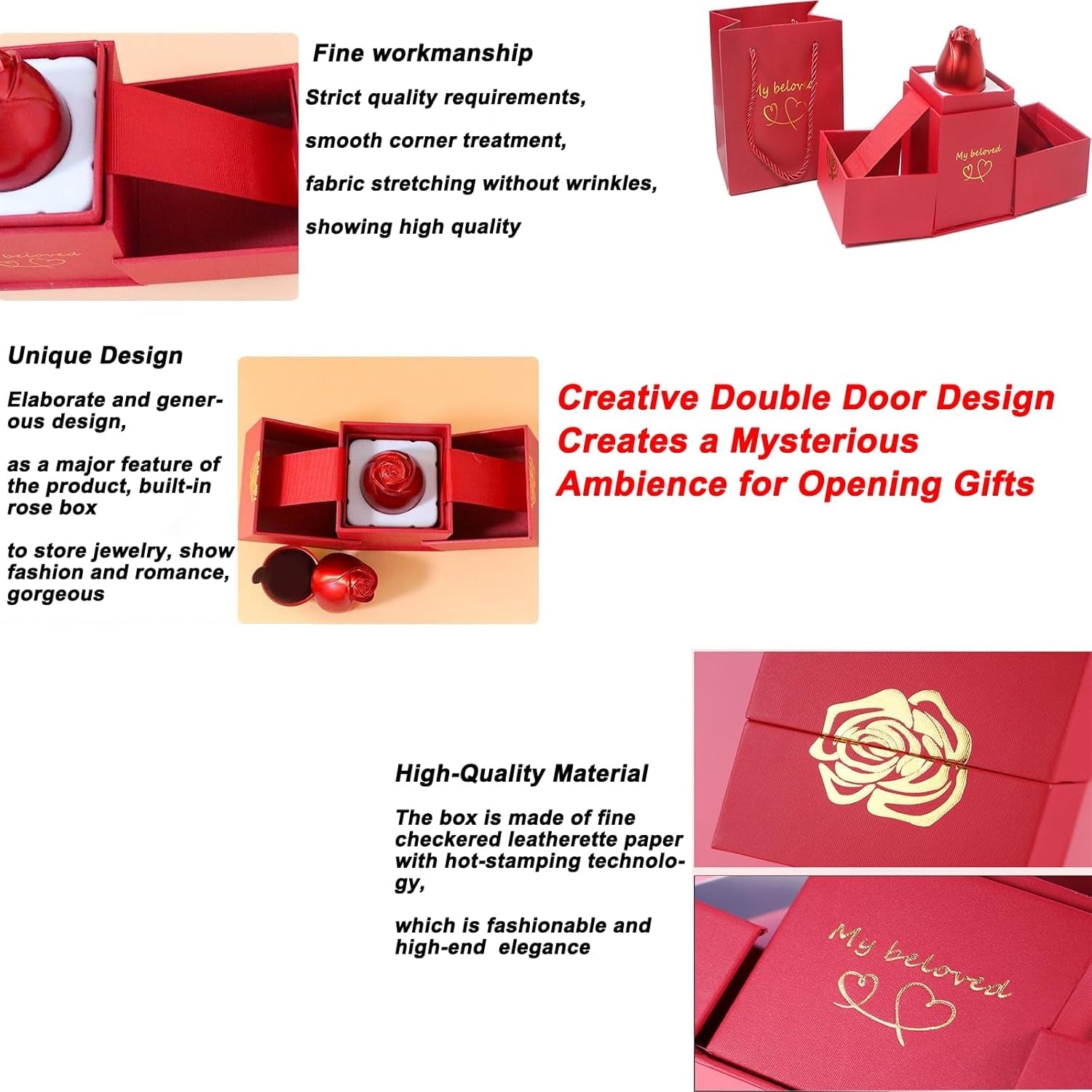 Christmas Gifts for Women Rose Ring Box Jewellery Box Eternal Rose Necklaces Box Wedding Valentine's Day Christmas Gifts for Women Rose Ring Box Jewellery Box Eternal Rose Necklaces Box Wedding Valentine's Day